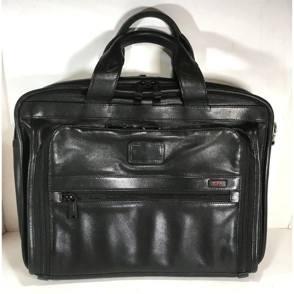 Tumi Bags Tumi Vtg Black Leather Laptop Briefcase Non Tumi